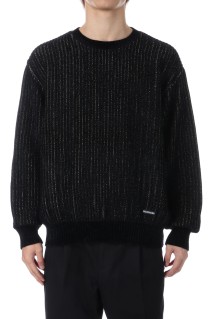GLITTER CREW NECK SWEATER / BLACK-GOLD (25FW-WMK-KN03)