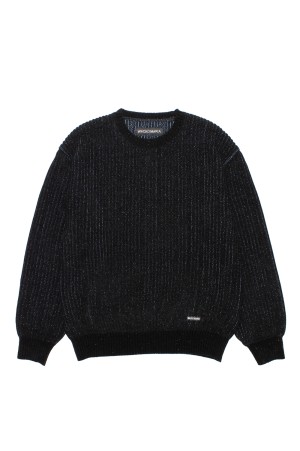 GLITTER CREW NECK SWEATER / BLACK-BLUE (25FW-WMK-KN03)