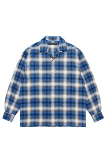 OMBRE CHECK OPEN COLLAR SHIRT L/S ( TYPE-1 ) / BLUE (25FW-WMS-OC05)