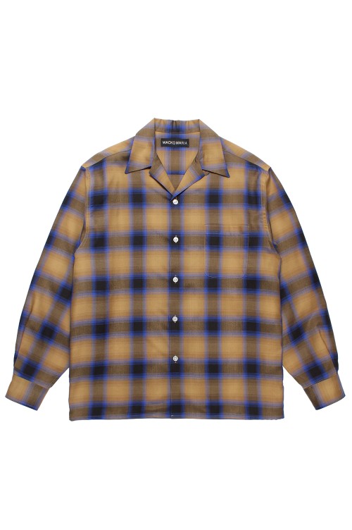 OMBRE CHECK OPEN COLLAR SHIRT L/S ( TYPE-2 ) / L-BROWN (25FW-WMS