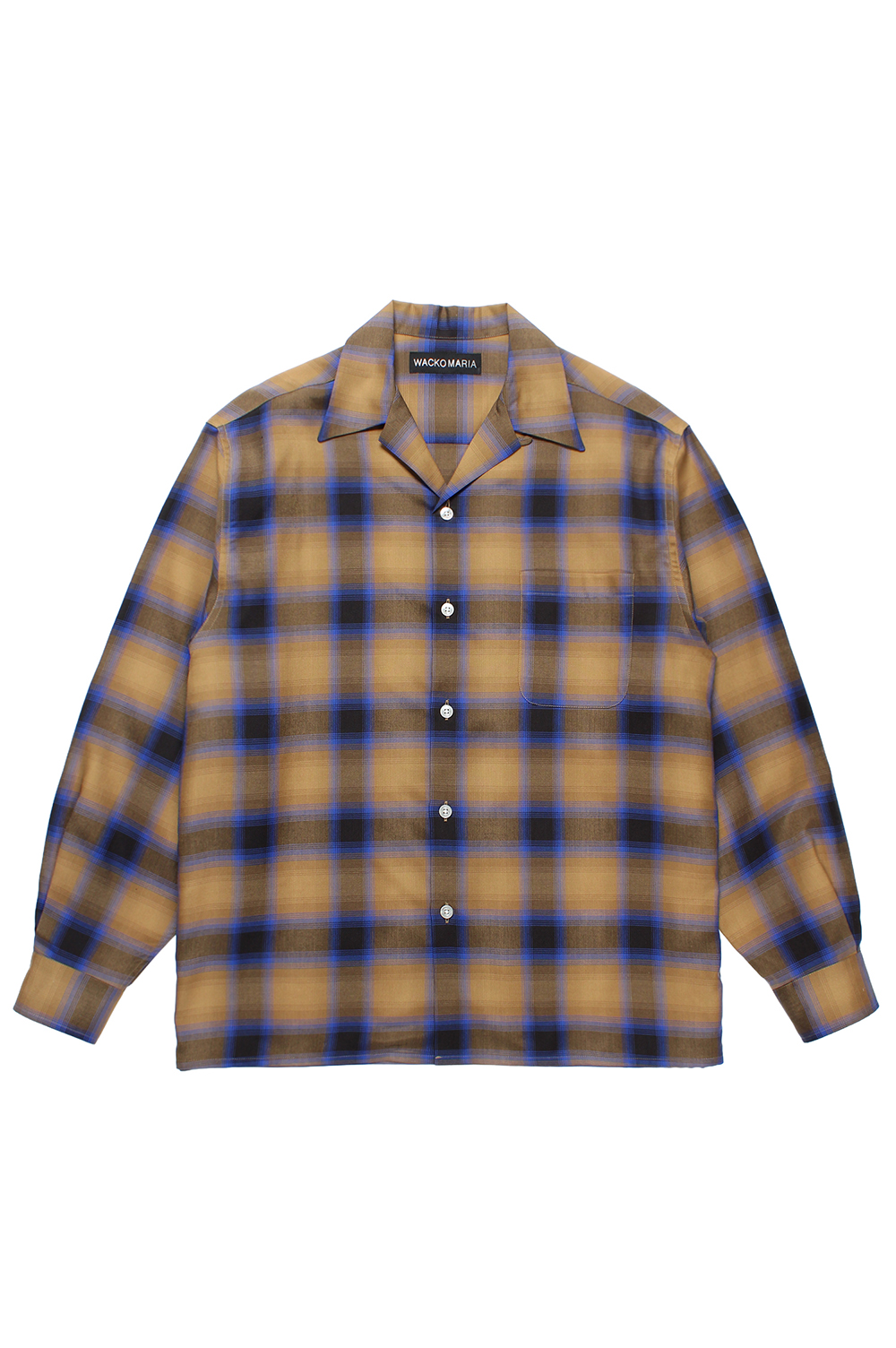OMBRE CHECK OPEN COLLAR SHIRT L/S ( TYPE-2 ) / L-BROWN (25FW-WMS