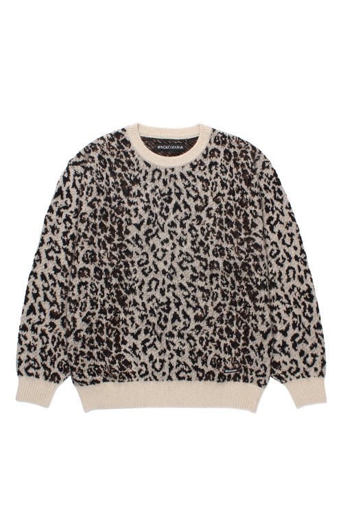 LEOPARD MOHAIR CREW NECK SWEATER / IVORY (25FW-WMK-KN07