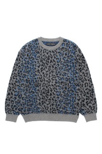 LEOPARD MOHAIR CREW NECK SWEATER / GRAY (25FW-WMK-KN07)