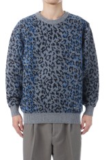 LEOPARD MOHAIR CREW NECK SWEATER / GRAY (25FW-WMK-KN07)