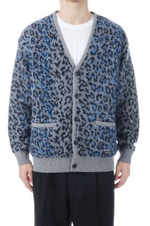 LEOPARD MOHAIR CARDIGAN / GRAY (25FW-WMK-KN08)