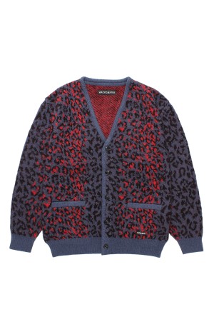 LEOPARD MOHAIR CARDIGAN / NAVY (25FW-WMK-KN08)