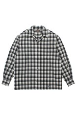 WOOL OMBRE CHECK OPEN COLLAR SHIRT L/S ( TYPE-1 ) / WHITE-BLACK (25FW-WMS-PE01)