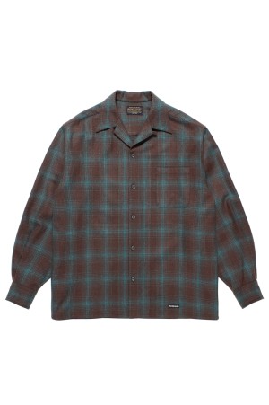 WOOL OMBRE CHECK OPEN COLLAR SHIRT L/S ( TYPE-3 ) / BROWN-BLUE (25FW-WMS-PE03)