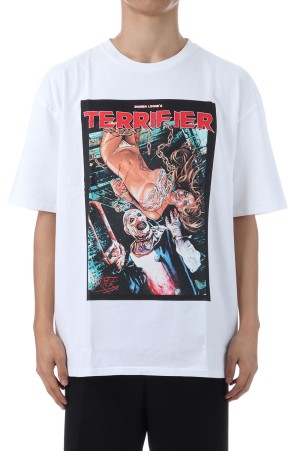 TERRIFIER / WASHED HEAVY WEIGHT CREW NECK T-SHIRT ( TYPE-1 ) / WHITE (TERRIFIER-WM-WT01)