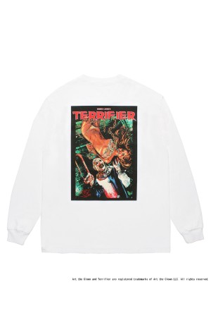 TERRIFIER / WASHED HEAVY WEIGHT CREW NECK LONG SLEEVE T-SHIRT / WHITE (TERRIFIER-WM-LT01)