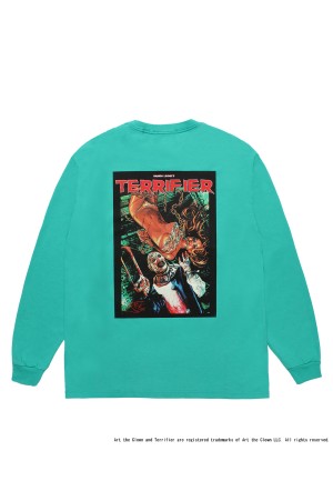 TERRIFIER / WASHED HEAVY WEIGHT CREW NECK LONG SLEEVE T-SHIRT / MINT (TERRIFIER-WM-LT01)