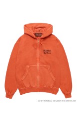 DEATH ROW RECORDS / WASHED MIDDLE WEIGHT FULL ZIP HOODED SWEAT SHIRT / ORANGE (DEATHROW-WM-SS01)