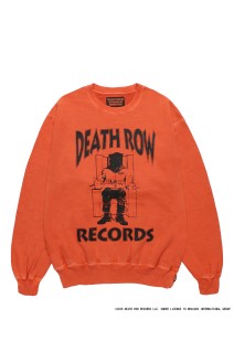DEATH ROW RECORDS / WASHED MIDDLE WEIGHT CREW NECK SWEAT SHIRT / ORANGE (DEATHROW-WM-SS03)