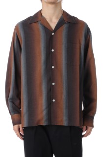 STRIPED OPEN COLLAR SHIRT L/S / BROWN (25FW-WMS-OC07)