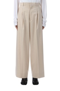 MERINO COLLEGE FLANNEL TUCKED WIDE PANTS - BEIGE TOP (PRAGGW0901)
