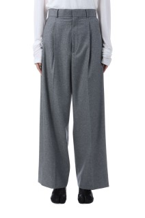MERINO COLLEGE FLANNEL TUCKED WIDE PANTS - BEIGE TOP (PRAGGW0901)