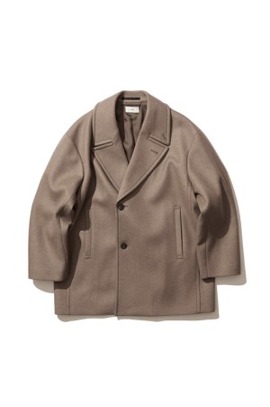 SUPER 120S DOUBLE MELTON SEMI DOUBLE SHORT COAT - TOP BROWN (SCAGGW0913)