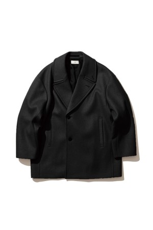 SUPER 120S DOUBLE MELTON SEMI DOUBLE SHORT COAT - BLACK (SCAGGW0913)