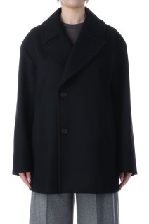 SUPER 120S DOUBLE MELTON SEMI DOUBLE SHORT COAT - BLACK (SCAGGW0913)