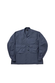 W's TECH SPORTS OPEN COLLAR SHIRT L/S NOVA CHECK - NAVY (BE-81025WL)