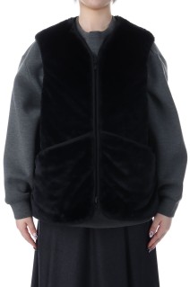 W's TECH REVERSIBLE BRITISH HUNTER FUR VEST - BLACK (BJ-44025WL)