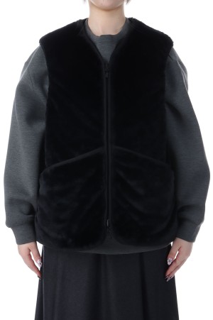 W's TECH REVERSIBLE BRITISH HUNTER FUR VEST - BLACK (BJ-44025WL)