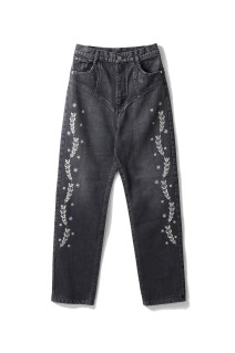 Embroidered straight jeans - Black (FTC254-0601A)