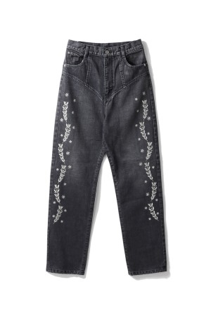 Embroidered straight jeans - Black (FTC254-0601A)