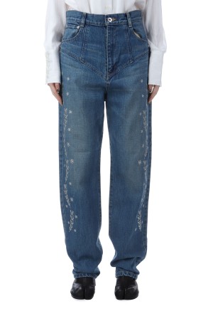 Embroidered straight jeans - Indigo (FTC254-0601A)