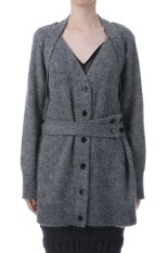 Mohair knit belted cardigan - Grey (FTC254-0709)