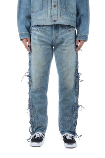 FADED BIKER DENIM PANTS - FADED INDIGO (25330420)