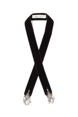 crystal silver tip velvet long ribbon - BROWN (TD-24SS-AC12)