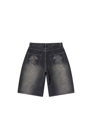 OG DRAGON BAGGY DENIM SHORTS - BLACK (BEPFW25PA05)