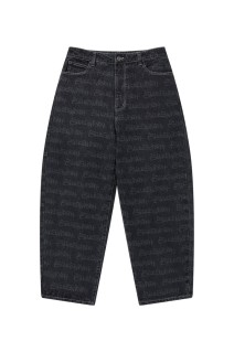 FASTHAND SCRIPT PATTERNED EXTRA BAGGY JEANS - BLACK (BEPFW25PA07)