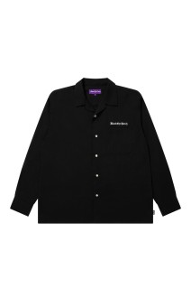 OE LOGO OPEN COLLARED L/S RAYON SHIRT - BLACK (BEPFW25TP06)