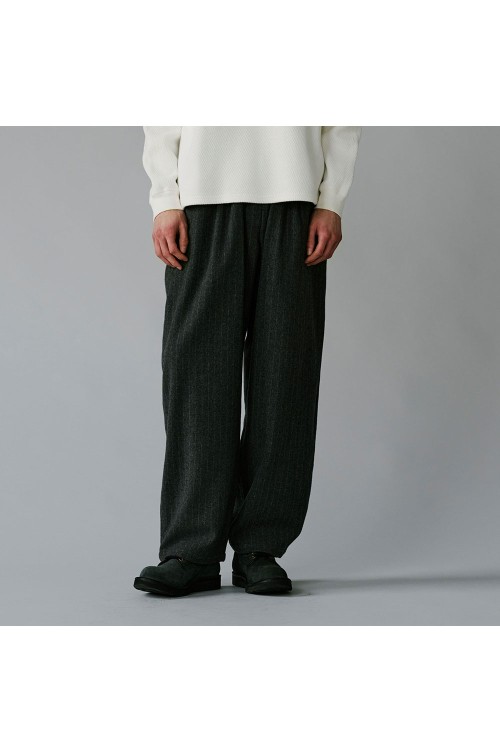 Super 160's WOOL HERRINGBONE MOSSER 1TUCK EASY PANTS - GRAY