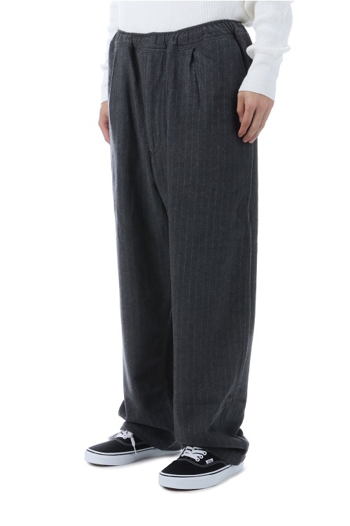 Super 160's WOOL HERRINGBONE MOSSER 1TUCK EASY PANTS - GRAY