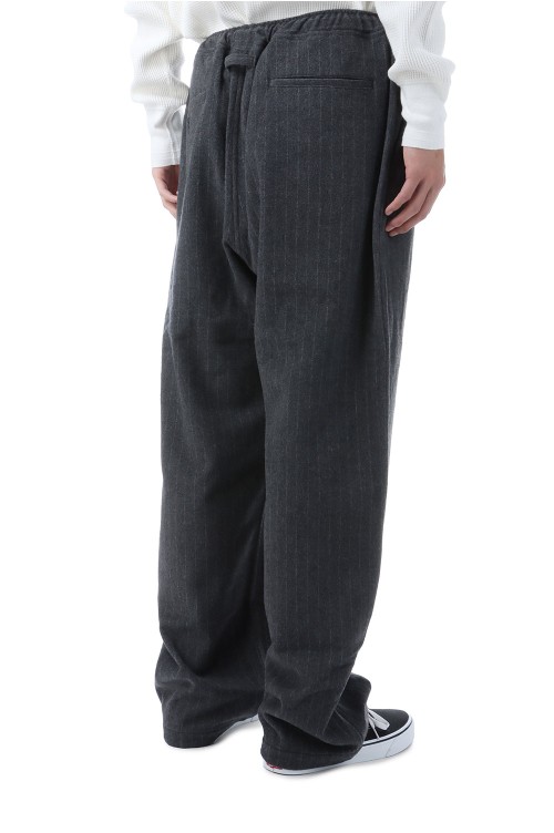 Super 160's WOOL HERRINGBONE MOSSER 1TUCK EASY PANTS - GRAY