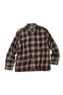 Super120's WOOL CHECK OPEN SHIRT - BLACK (GL29548)