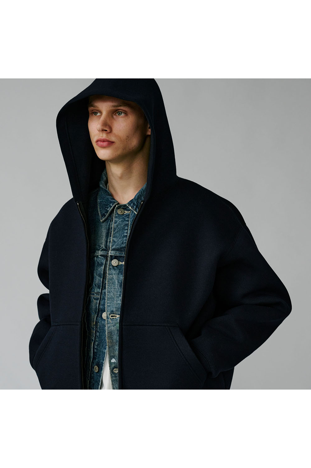CARDBOARD KNIT ZIP PARKA - NAVY (GL15737) | セレクトショップ