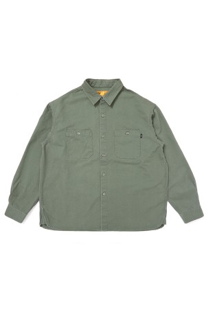 SNAKING LOGO WORK SHIRT - OLIVE (CLG-SH 025-012)