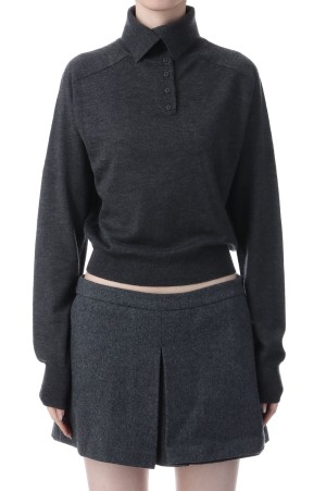 Front Botton Knit - CHARCOAL GRAY (12520535)