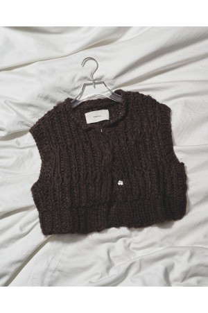 Mix Handknit Vest - DARK BROWN (12520525)