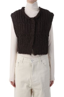 Mix Handknit Vest - DARK BROWN (12520525)