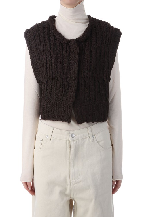 Mix Handknit Vest - DARK BROWN (12520525) | セレクトショップ