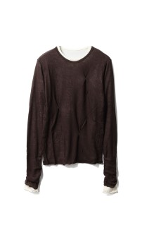 Tuck Layered Long T-shirts - DARK BROWN (12520615)