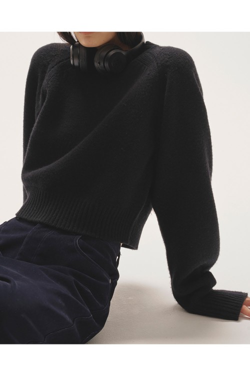 Wool 100% Raglan Knit - BLACK (12520520) | セレクトショップ
