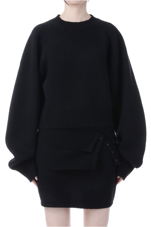 Wool 100% Raglan Knit - BLACK (12520520) | セレクトショップ