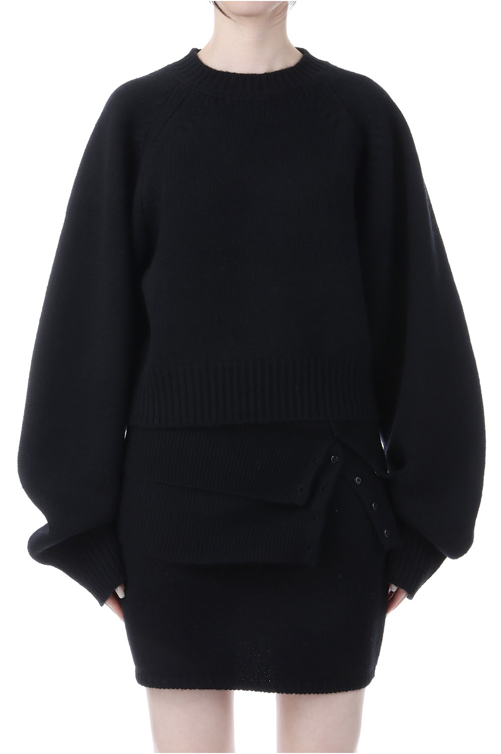 Wool 100% Raglan Knit - BLACK (12520520) | セレクトショップ