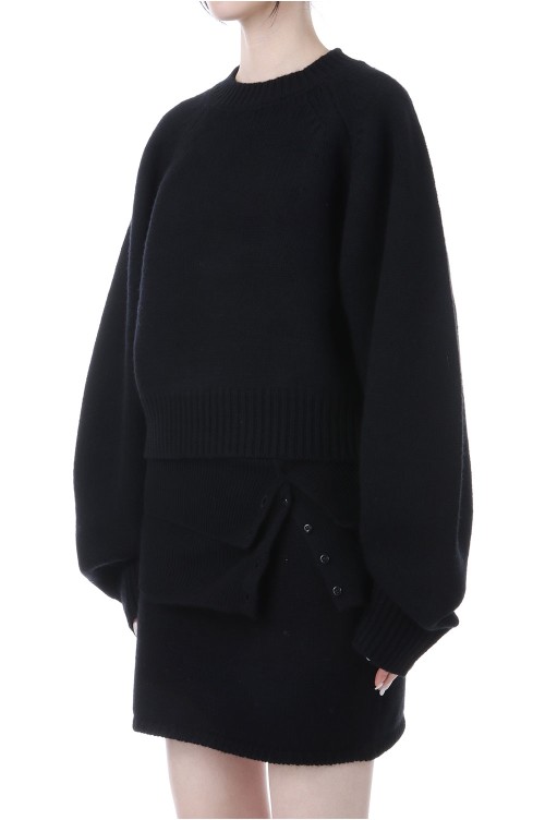 Wool 100% Raglan Knit - BLACK (12520520) | セレクトショップ